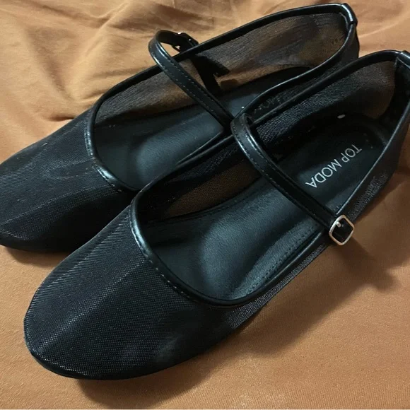 Black Mesh Flats Womens/Juniors Size 8 - Perfect for Summer! - Picture 3 of 6